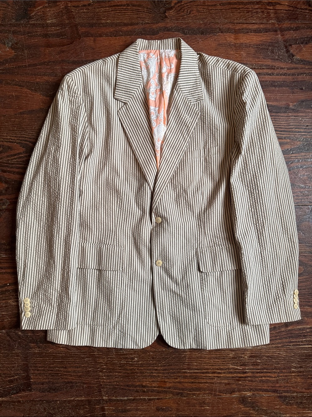 Nat Nast Java/Wheat Striped Seersucker Blazer XL